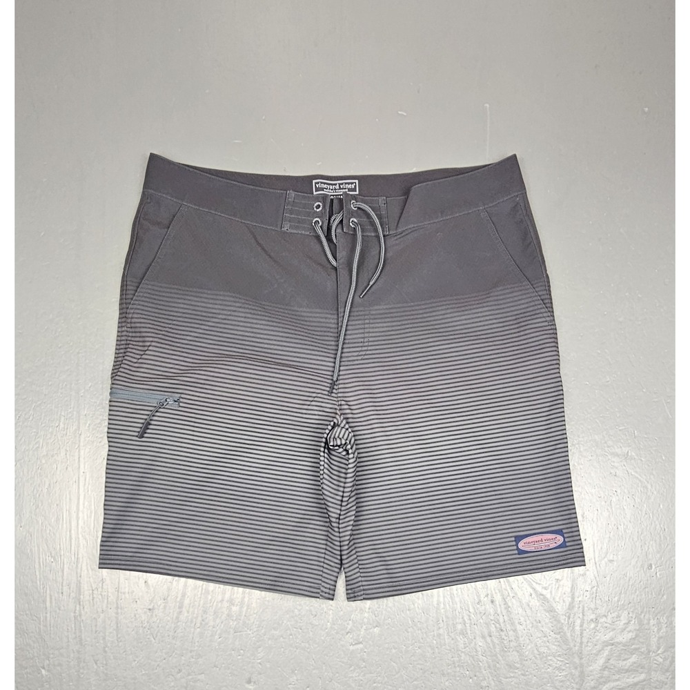 Vineyard Vines Performance Board Shorts Mens 35 Gray Swim Trunks Striped